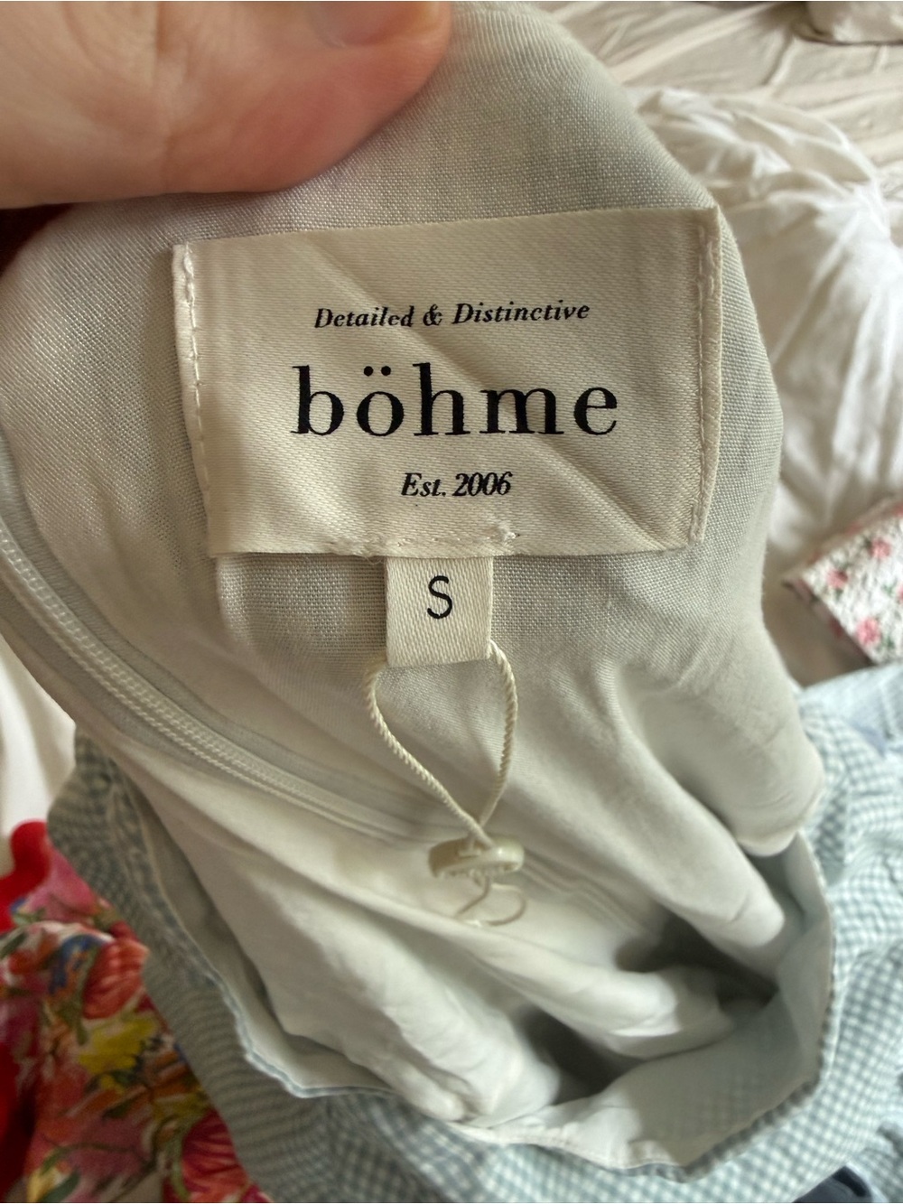 bohme Light Blue Gingham Midi Dress with Puff Sleeves - Picture 4 of 4
